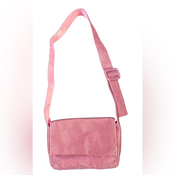 NWT 💕 Forever 21 Pink Sparkly Rhinestone Shoulder Bag Adjustable Strap - Picture 1 of 6